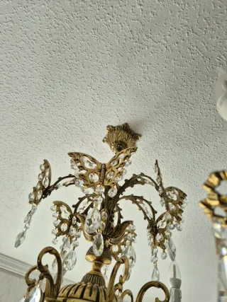 Lámpara de bronce y cristal de roca