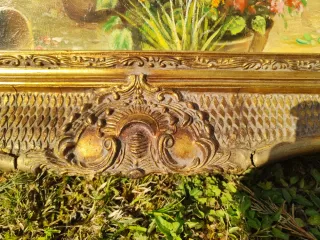 Cuadro antiguo óleo floral 1900