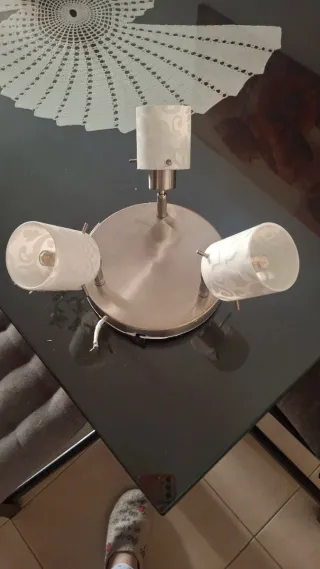 Lampada da soffitto argentata con 3 lampadine