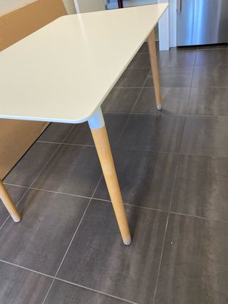 Mesa de comedor blanca patas madera