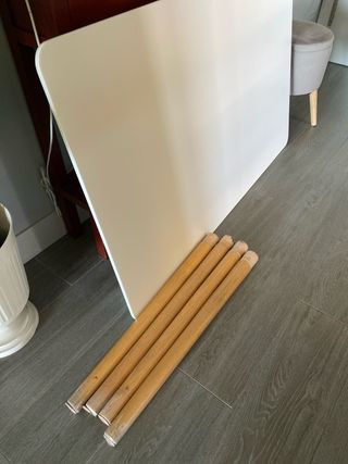 Mesa de comedor blanca patas madera