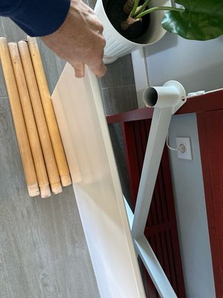 Mesa de comedor blanca patas madera