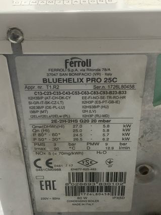 Caldera Ferroli LEER DESCRIPCION