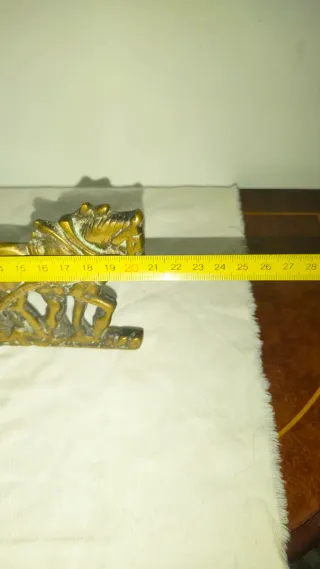 Antigua figura escultura granjero  caballos bronce