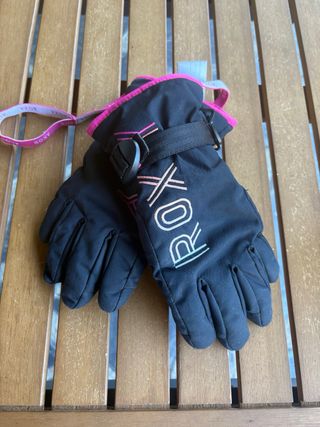 Guantes Roxy Niña Negro y Rosa. T.S