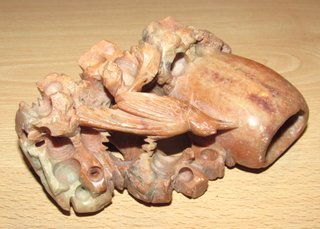 Tintero oriental chino piedra pájaro mitad s. XX