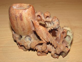 Tintero oriental chino piedra pájaro mitad s. XX