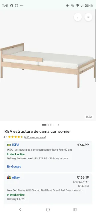 Colchón Ikea y cama infantil.