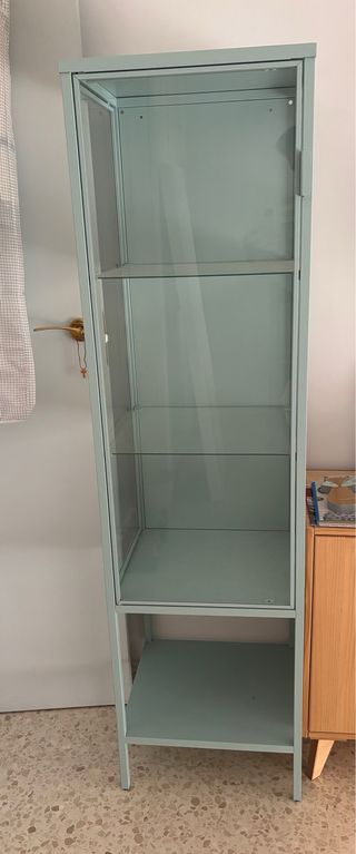 Scaffale alto in vetro e metallo