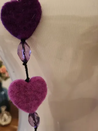 Collana cuori viola e perline