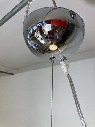 Lampadario metallo/vetro D.45 bianco.trasparente