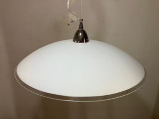 Lampadario metallo/vetro D.45 bianco.trasparente