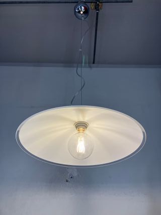 Lampadario metallo/vetro D.45 bianco.trasparente