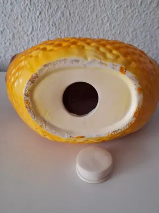 Preciosa Cesta de hucha  Perros Cerámica.