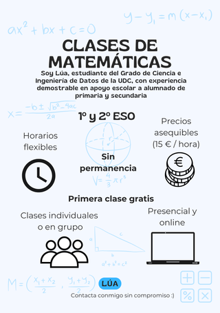 Clases particulares de matemáticas (ESO) en Coruña