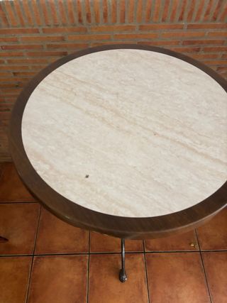 Mesa alta bar madera y mármol