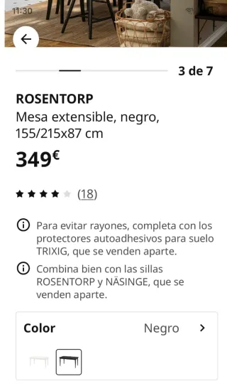 Mesa comedor extensible Ikea Rosentorp