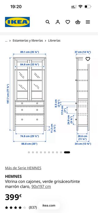 Vitrina IKEA madera y cristal
