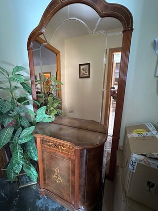 Aparador de entrada madera y espejo