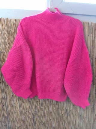 Jersey rosa cuello alto manga ancha