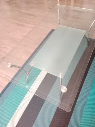 Mesa de centro cristal templado, y metal