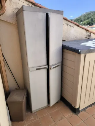 Baúl Armario Exterior Beige y Gris