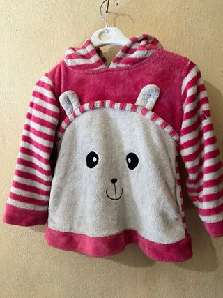 Sudadera Pijama Niña Oso Rosa y Blanco
