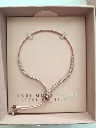 Pulsera Next Plata Baño Oro Rosa Ajustable