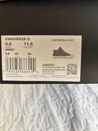 Converse Hombre Unisex Talla 43 Negro