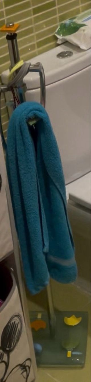 Armario baño verde tulipanes con espejo y toallero