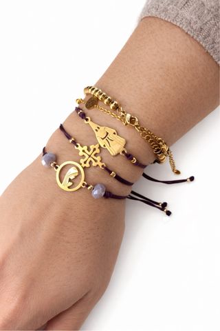 Pulseras Cuaresma Oro y Morado