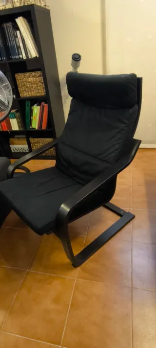 Sillón relax Ikea negro tela y madera