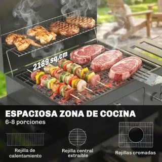 Barbacoa Carbón Ajustable Estantes