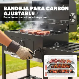 Barbacoa Carbón Ajustable Estantes