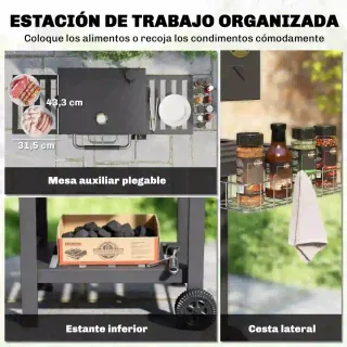 Barbacoa Carbón Ajustable Estantes