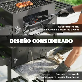 Barbacoa Carbón Ajustable Estantes