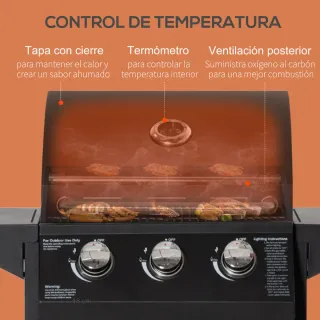 Barbacoa Gas 3 Quemadores 8.7 KW + 2 Mesas
