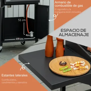Barbacoa Gas 3 Quemadores 8.7 KW + 2 Mesas
