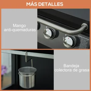 Barbacoa Gas 3 Quemadores 8.7 KW + 2 Mesas