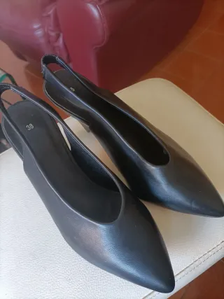 Scarpe slingback tacco geometrico nere 38