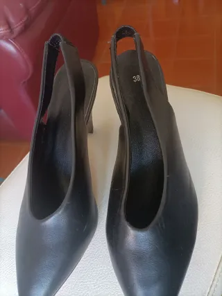 Scarpe slingback tacco geometrico nere 38