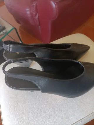 Scarpe slingback tacco geometrico nere 38