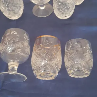 Servizio Cristallo Boemia Bicchieri Oro Trasparent