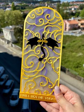 Vitral Dragão Fourth Wing com Tealight