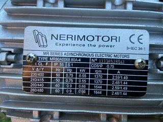 Motor trifásico NERIMOTORI 0.55kW MR80A