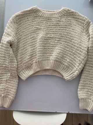 Jersey tejido a mano blanco talla única