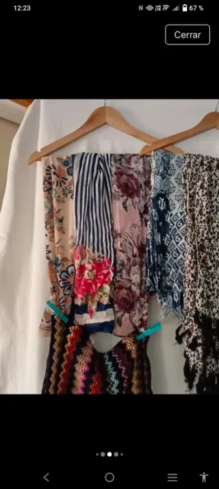 Lote 6 pañuelos y 1 bufanda multicolor