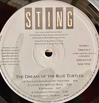 Sting - The Dream Of The Blue Turtles LP 1a Stampa