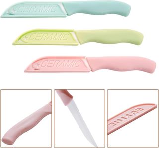 LQI Set di 3 coltelli da cucina, coltello in ceramica, pelapatate, set di coltelli da cucina, lama da 80 mm per cucinare verdure, frutta e pane LPNWE349386324 - DER/103