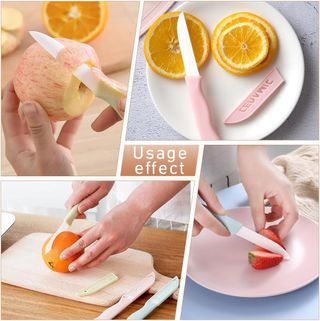 LQI Set di 3 coltelli da cucina, coltello in ceramica, pelapatate, set di coltelli da cucina, lama da 80 mm per cucinare verdure, frutta e pane LPNWE349386324 - DER/103